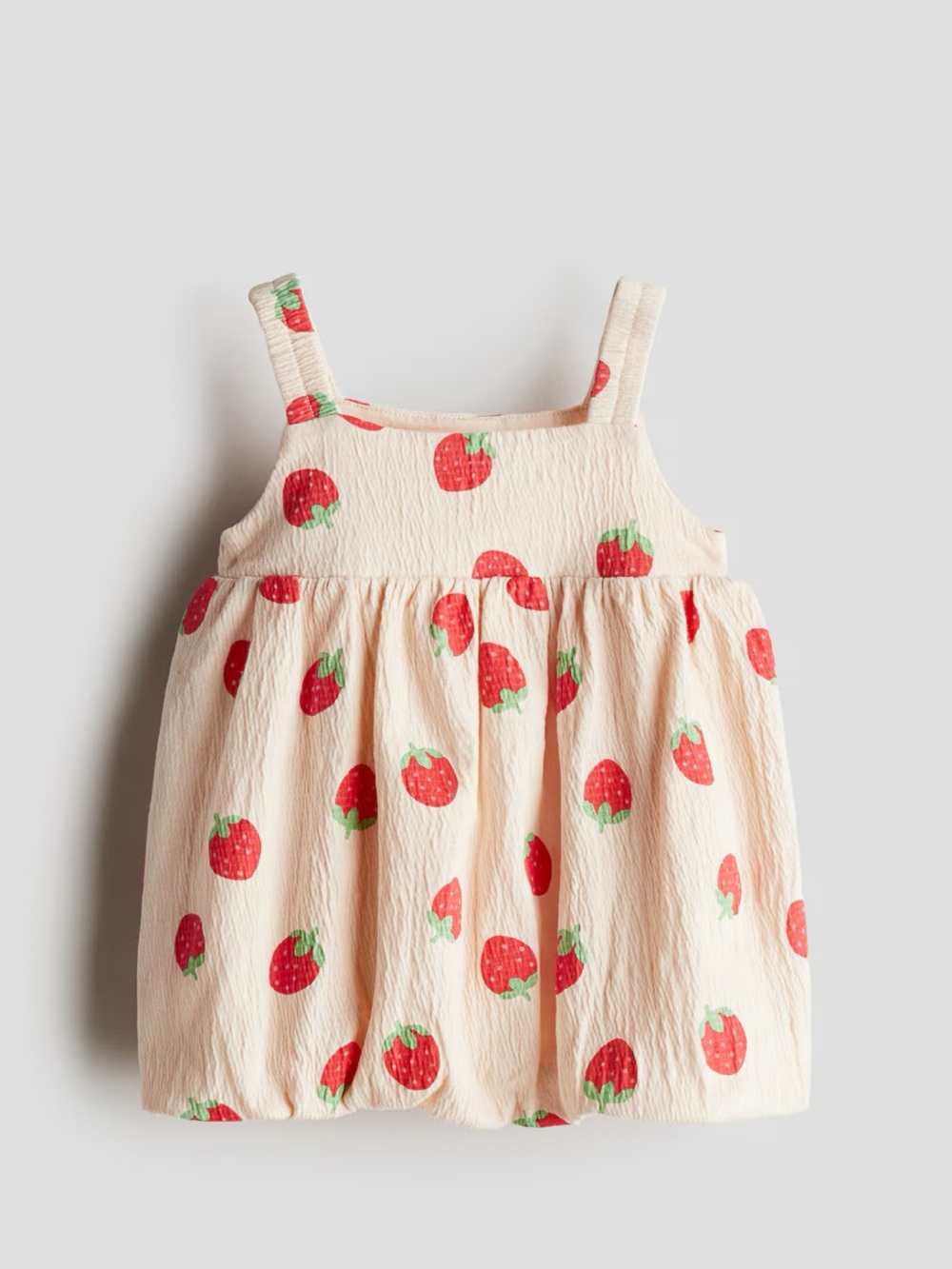 H&M Strawberry Crinkled Bubble-Hem Sundress